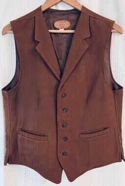 Vintage Golden Bear Women’s Small Brown Leather Vest Western Cowgirl USA